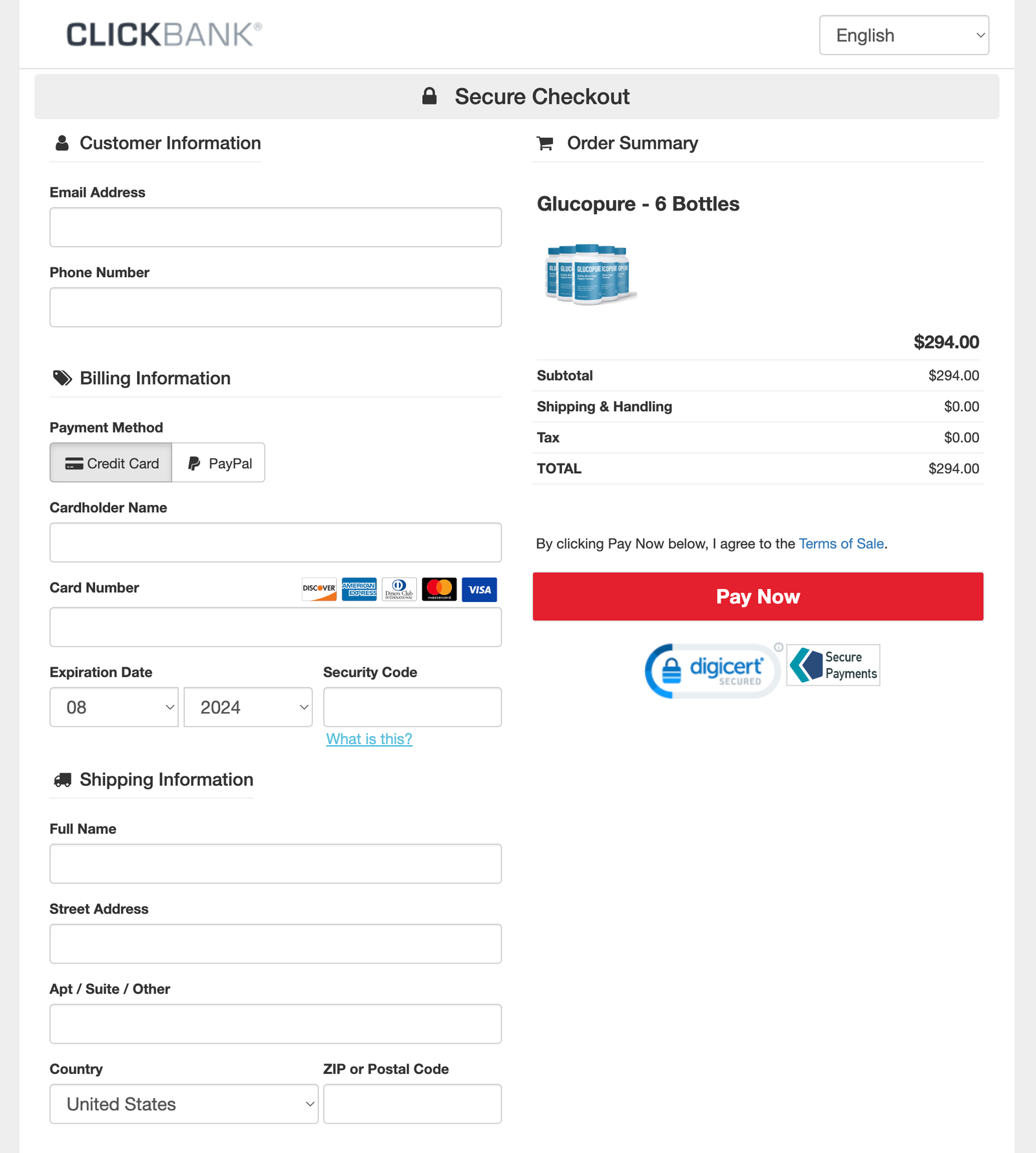 GlucoPure Official Website Secure Order Page